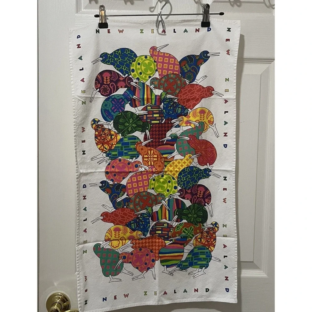 New‎ Zealand Kiwi Bird Tea Towel Colorful Kiwiana Wall Art Boho Decor Cotton